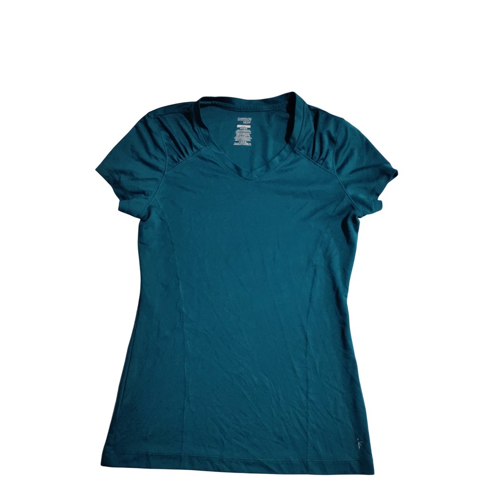 Danskin Now Womens‎ Antique Teal V-Neck Short Sleeve Activewear Top Small 4-6